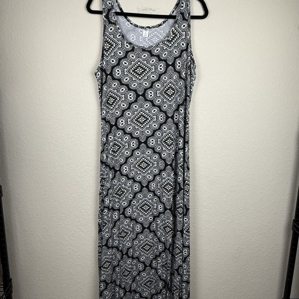 Old Navy Jersey Tank Maxi Dress Aztec Tribal Print Beach Coastal Sz XL Tall